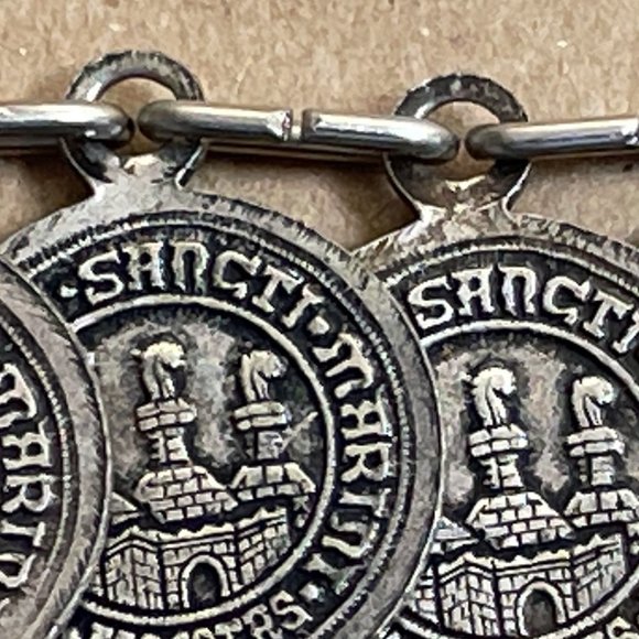 VGUC Vintage 1950's Respublica Sancti Marini Libertas Coin Chain Bracelet, 7" L+ - Picture 4 of 10